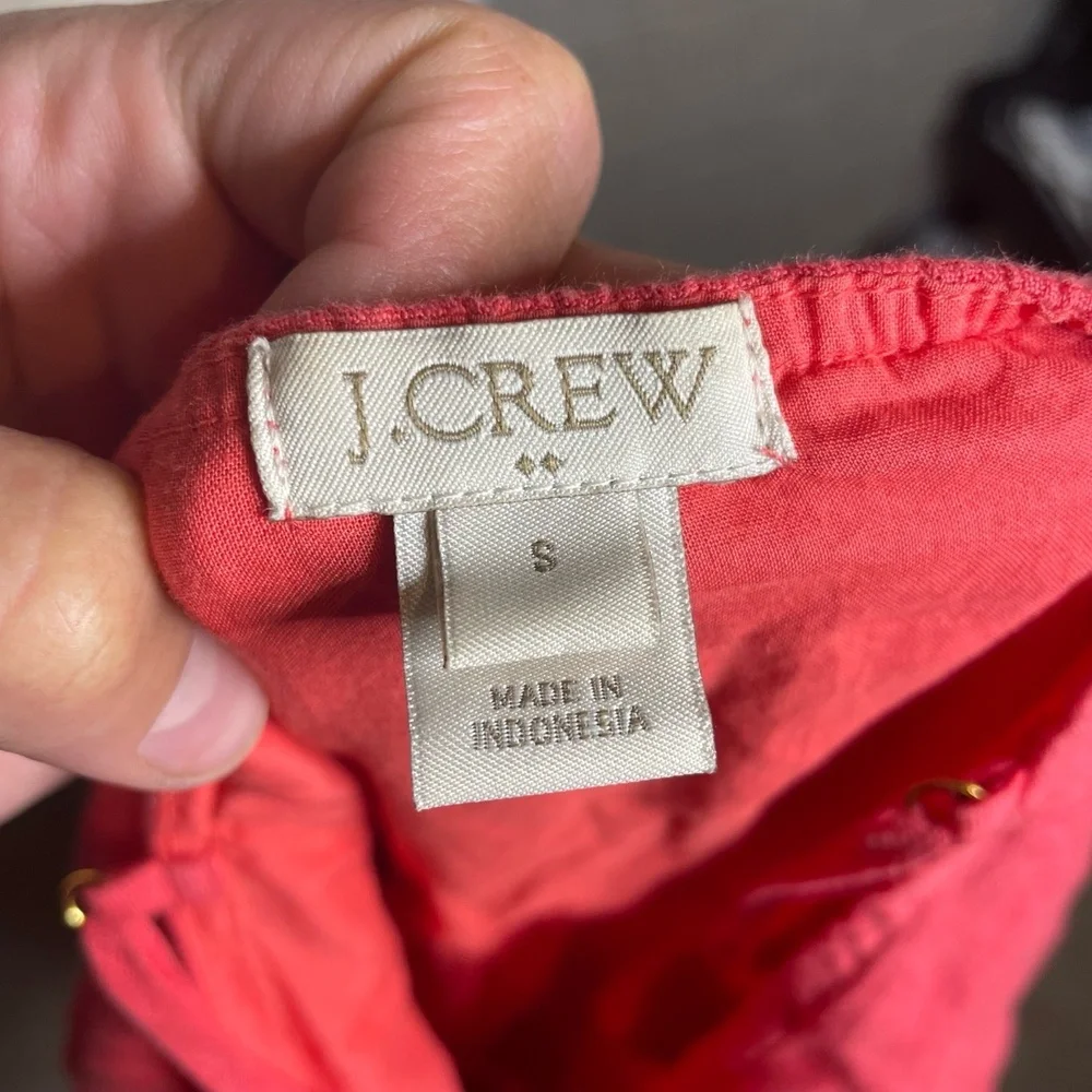J.CREW‎ Linen Pink Spaghetti Strap V Neck Elastic Waist Tank Mini Dress Size S
